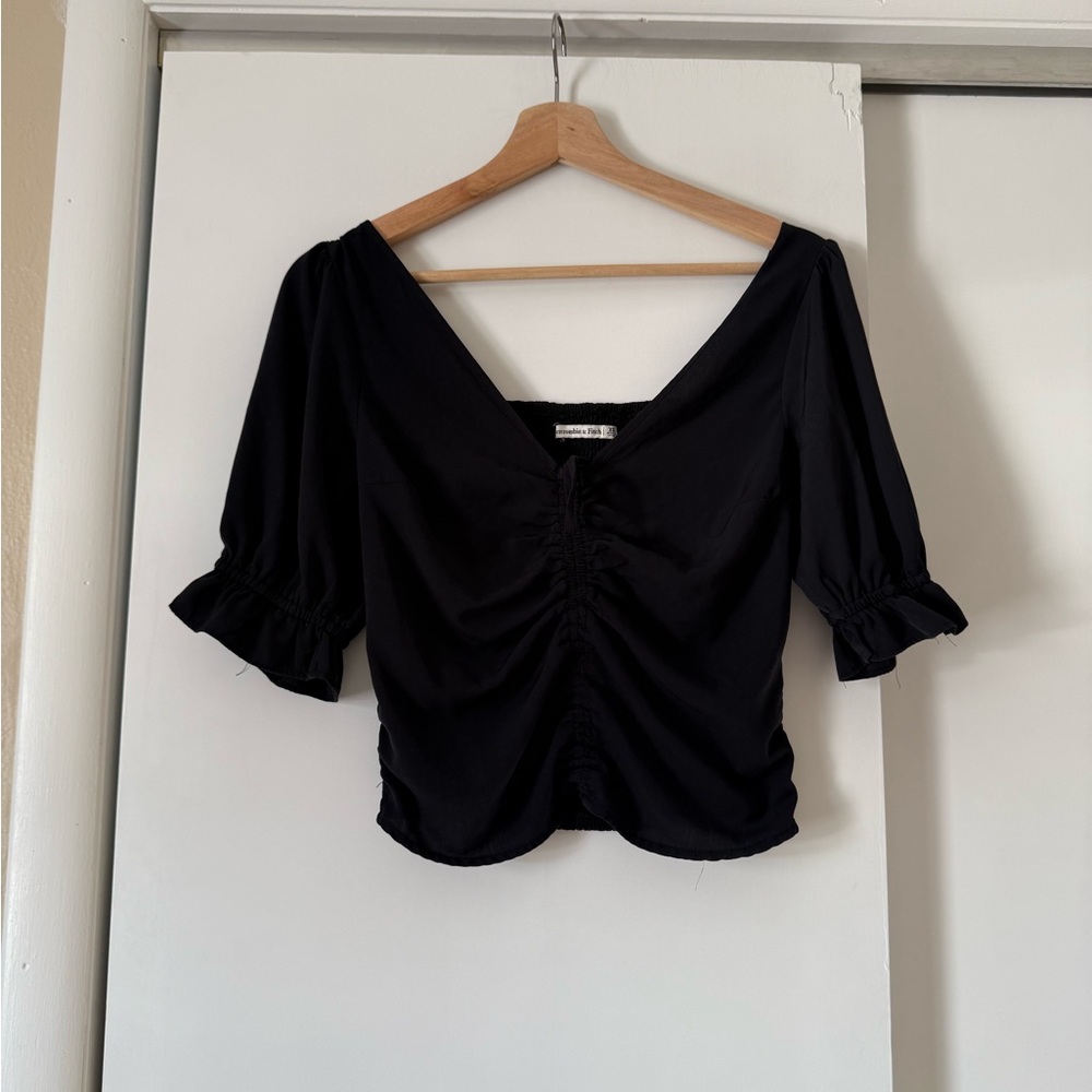 Abercrombie & Fitch Black Ruched Blouse